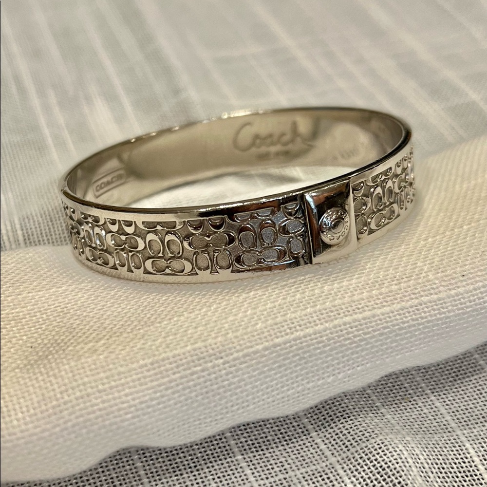 Coach Logo Silver Tone Bangle